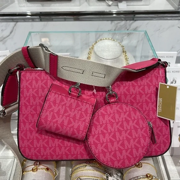 Michael Kors Jet Set Signature Logo Crossbody Bag with Case for Apple AirPods P - Picture 2 of 16